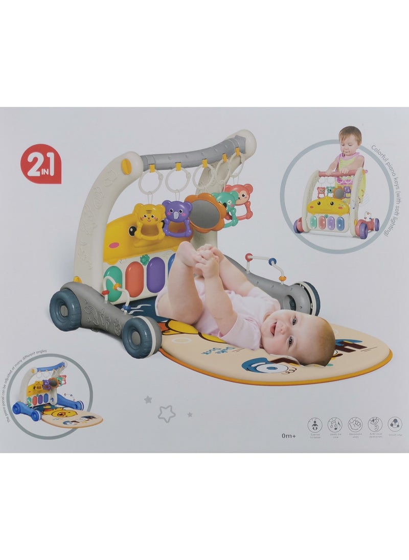 2-in-1 piano rack and walker is a versatile baby product designed to support a baby's development while also offering entertainment