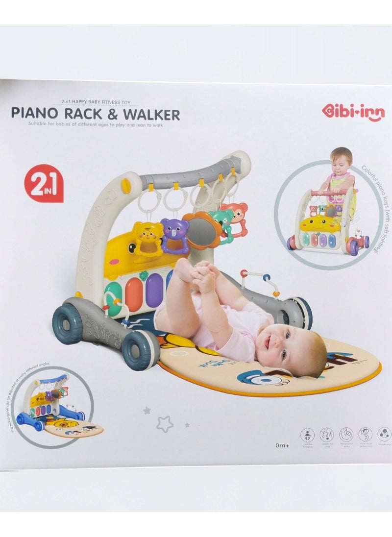 2-in-1 piano rack and walker is a versatile baby product designed to support a baby's development while also offering entertainment