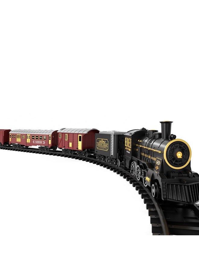 Train Set For Kids 3-12 Years, Electric Classical Steam Engine Locomotive With Steam, Light And Sounds, Rechargeable Model Trains Kit Toys W/Passenger Carriage For Boys And Girls