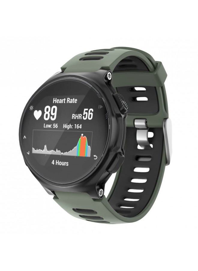 ISABAKE Watch Band for Garmin Forerunner 735XT/230/220/235/620/630,Compatible with Garmin Approach S20/S5/S6,Soft Silicone Replacement Wristbands with Metal Buckle,One Size (Army Green)