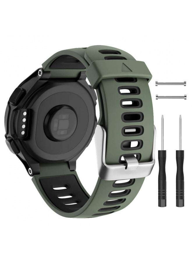 ISABAKE Watch Band for Garmin Forerunner 735XT/230/220/235/620/630,Compatible with Garmin Approach S20/S5/S6,Soft Silicone Replacement Wristbands with Metal Buckle,One Size (Army Green)