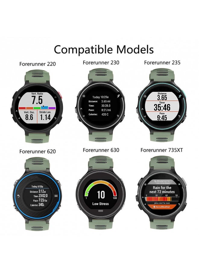 ISABAKE Watch Band for Garmin Forerunner 735XT/230/220/235/620/630,Compatible with Garmin Approach S20/S5/S6,Soft Silicone Replacement Wristbands with Metal Buckle,One Size (Army Green)