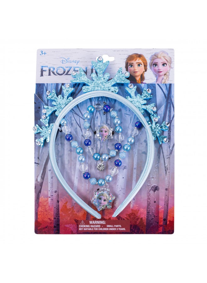 Luv Her Frozen Princess Dress Up Accessory Set - 3 Pcs Jewelry Set - Blue Princess Elsa Tiara, Bracelet - Elsa Necklace - Giftable Box - Birthday, Holiday Gifts For Girls - Toys Dress Up Kit - Ages 3+