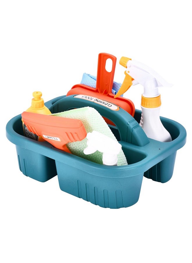 Kids Cleaning Toy Set Of 8 - Toddler Cleaning Set - Green Durable Plastic, Ideal For Pretend Play And Teaching Responsibility, Promotes Motor Skills, Imaginative Play Toy For Ages 3-10