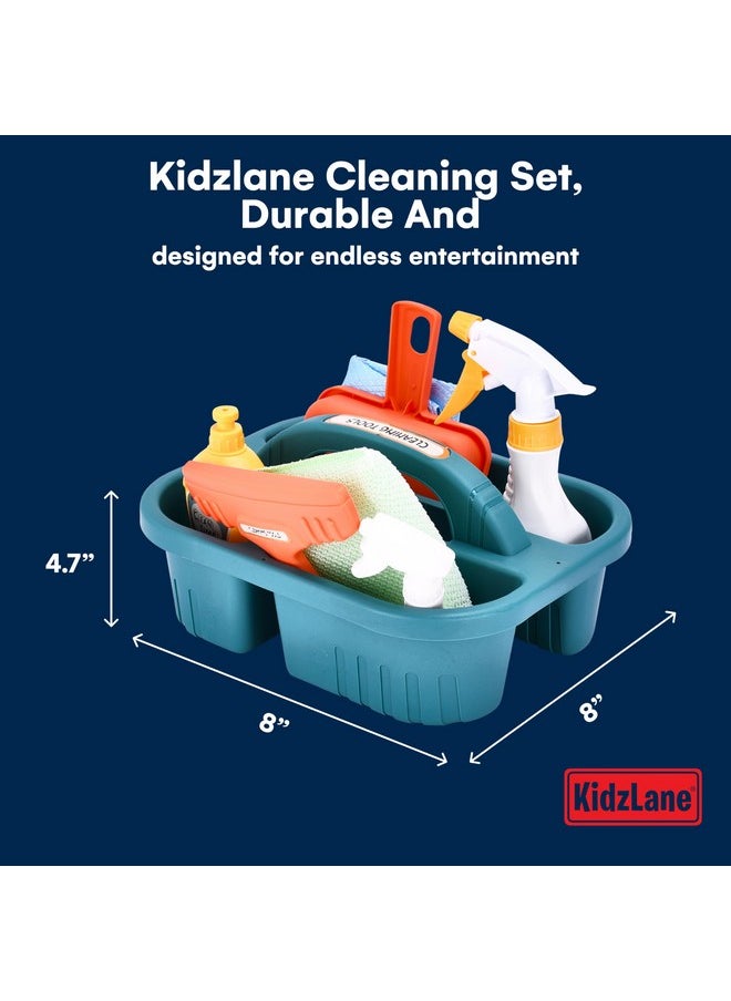 Kids Cleaning Toy Set Of 8 - Toddler Cleaning Set - Green Durable Plastic, Ideal For Pretend Play And Teaching Responsibility, Promotes Motor Skills, Imaginative Play Toy For Ages 3-10