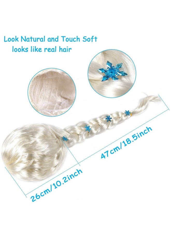 Elsa Wig Frozen Elsa Braid With Princess Tiara Princess Elsa Dress Up Costume Accessories For Kids Girls White