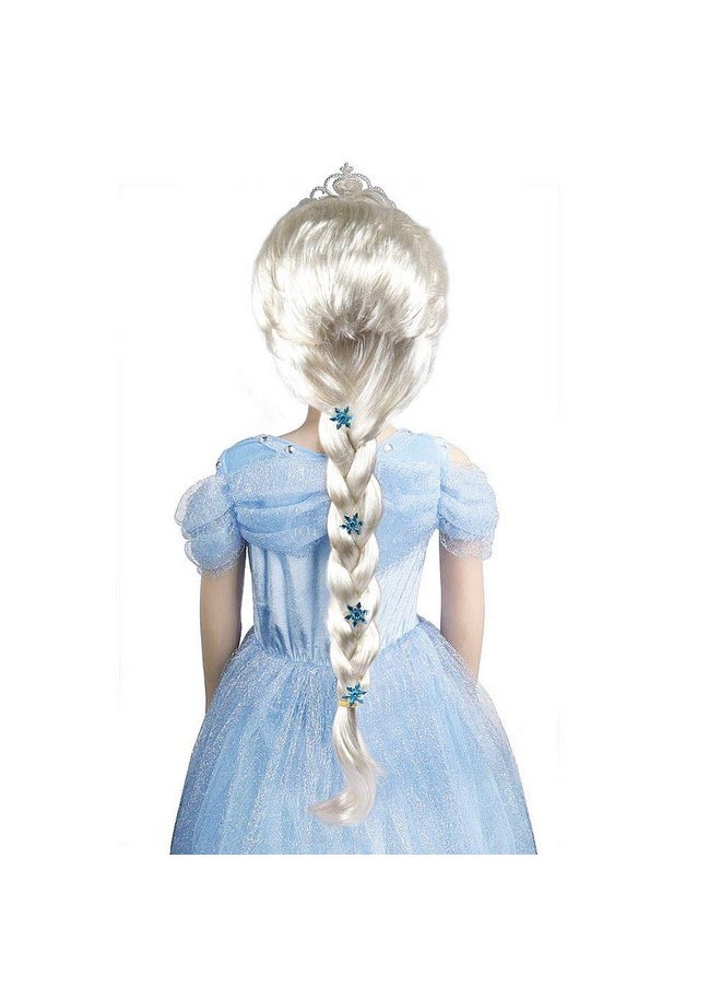 Elsa Wig Frozen Elsa Braid With Princess Tiara Princess Elsa Dress Up Costume Accessories For Kids Girls White