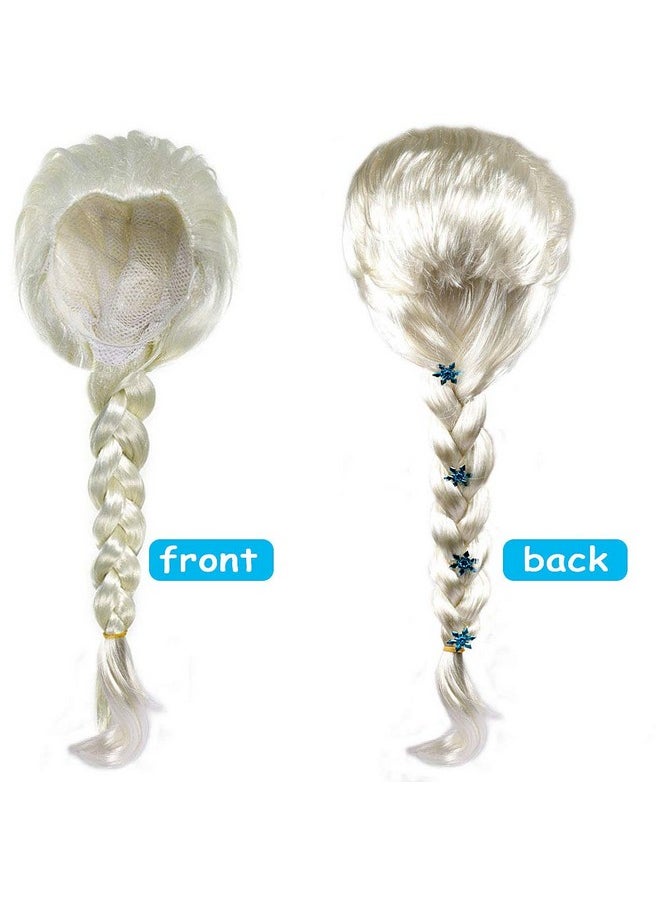 Elsa Wig Frozen Elsa Braid With Princess Tiara Princess Elsa Dress Up Costume Accessories For Kids Girls White