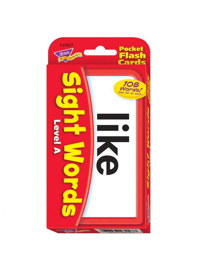 Trend Enterprises: Sight Words Level A Pocket Flash Cards, Great for Skill Building and Test Prep, 56 Two-Sided Cards Included, 108 Commonly-Used Words, for Ages 4 and Up,Red