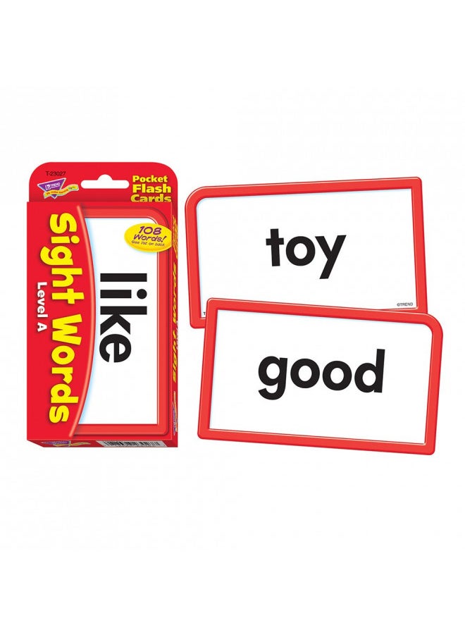 Trend Enterprises: Sight Words Level A Pocket Flash Cards, Great for Skill Building and Test Prep, 56 Two-Sided Cards Included, 108 Commonly-Used Words, for Ages 4 and Up,Red