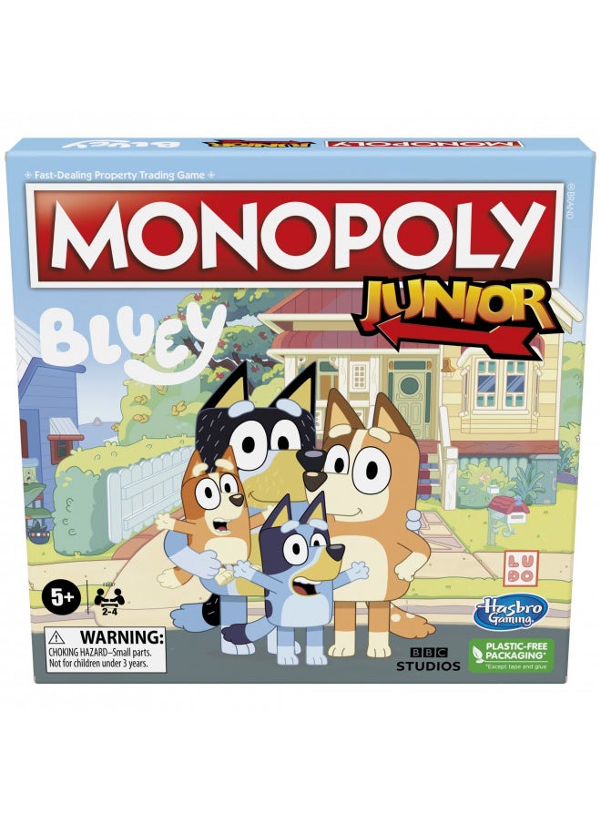 Monopoly Junior: Bluey Edition Board Game for Kids Ages 5+, Play as Bluey, Bingo, Mum, and Dad, Features Artwork from the Animated Series (Amazon Exclusive)