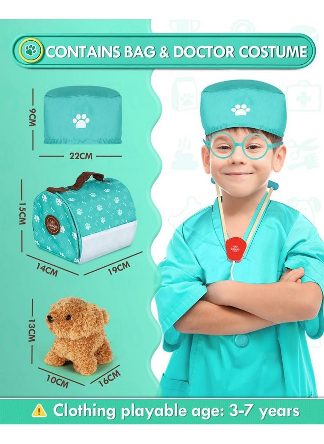 Wooden Doctor Kit For Kids, Vet Play Sets For Kids, Veterinarian Kit For Kids, Pretend Play Doctor Set With Dog Bag, Medical Kits Doctor Toys Gift For Kids Boys Girls Aged 3 4 5 6