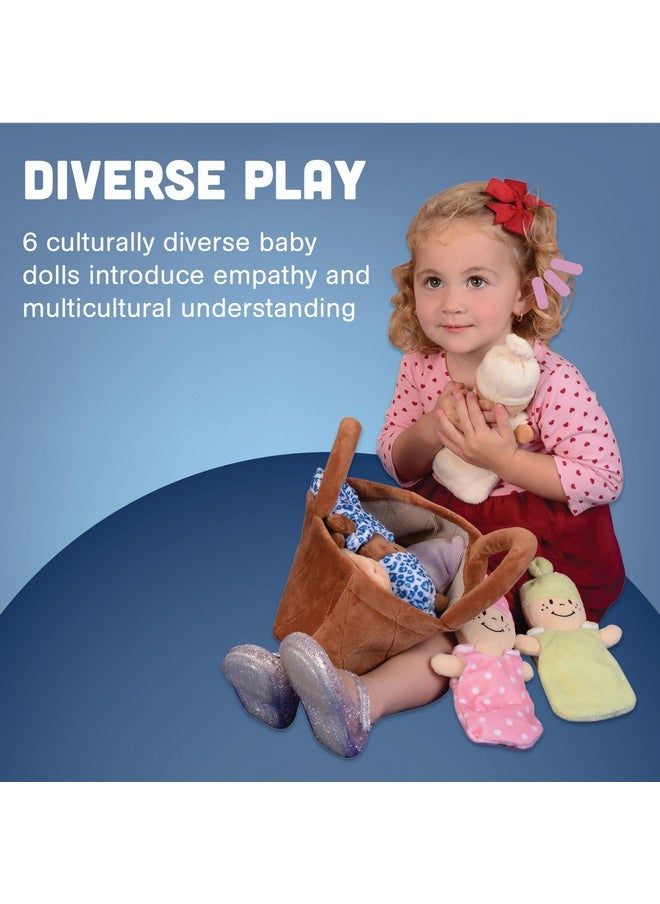 Creative Minds Basket Of Babies Soft Baby Dolls, Sensory Toys, Multicultural, Diversity, Inclusion And Social Emotional Learning, Baby Toys For All Ages, Set Of 6 Plush Dolls, Multicolor