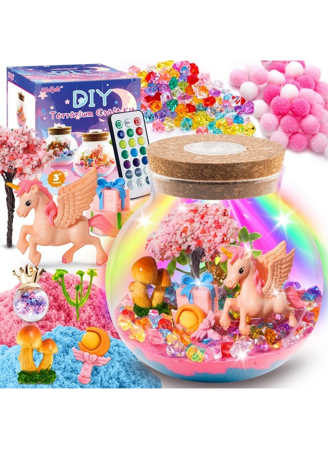 Light Up Terrarium Kit For Kids, Diy Unicorn Toys For 3 4 5 6 7 8 9 10 11 12 Year Old Girls Boys, Night Light Unicorn Terrarium Kit Arts And Crafts For Girls, Kids Christmas Birthday Gifts