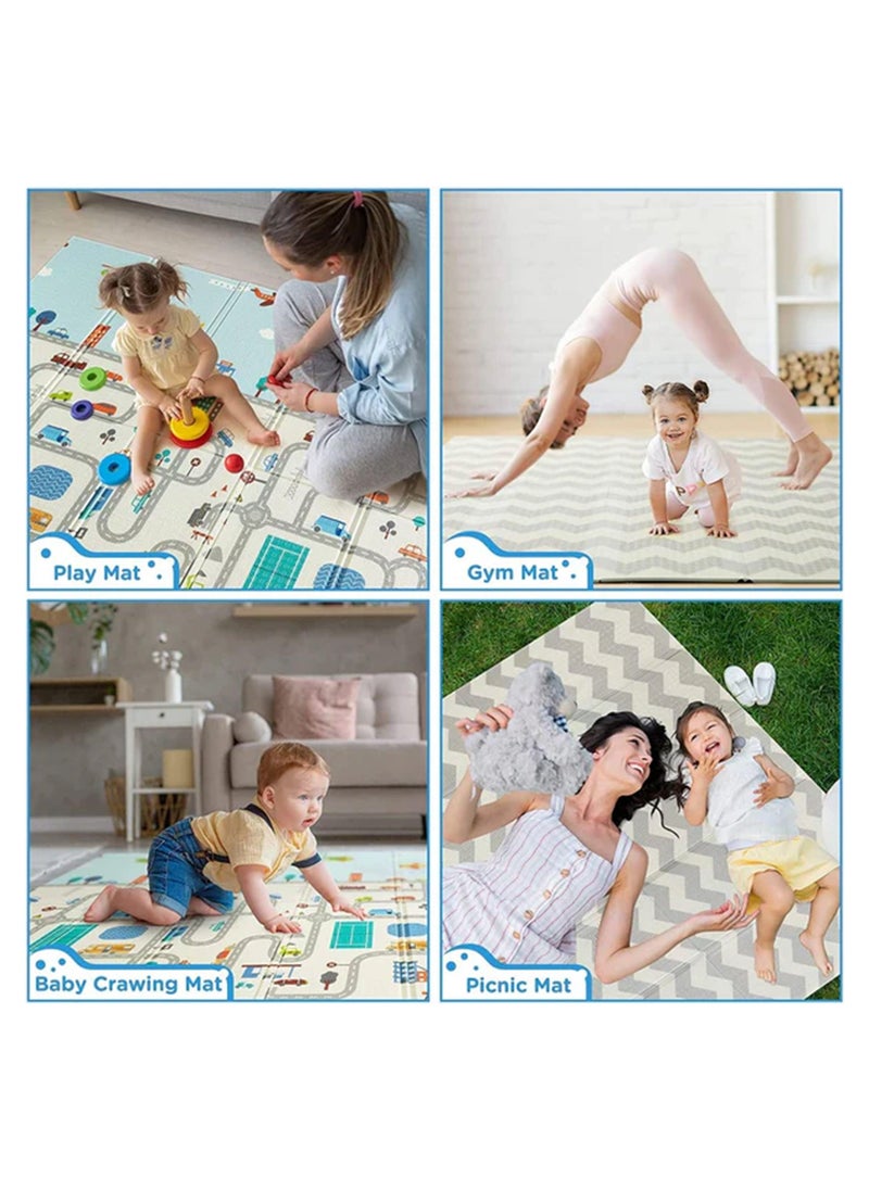 Premium Baby Play Mat, 180 * 150 * 1CM Bear Design Waterproof Non-Slip Large Reversible Playmat Crawling Mat, Extra Thick Soft Baby Playmats for Playing/Camping Bedroom Living Room Carpet Area