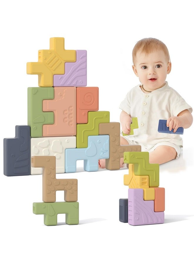 Baby Toys - Stacking Blocks Sensory Toys For Babies, Soft Blocks For Toddlers, Montessori Blocks For 18 Months+