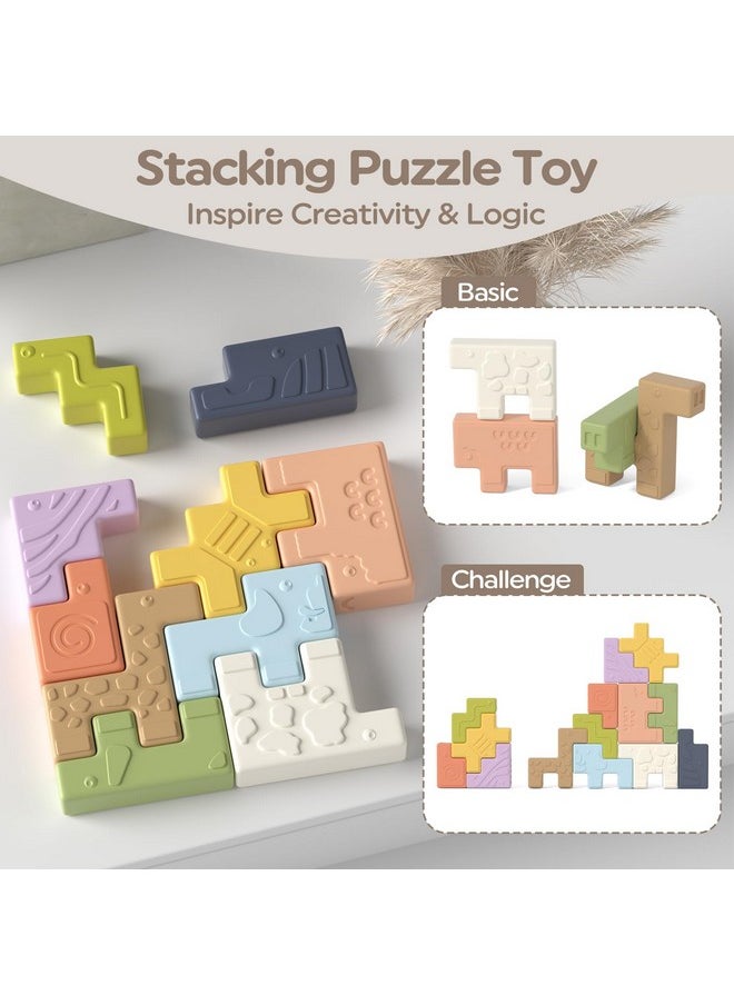 Baby Toys - Stacking Blocks Sensory Toys For Babies, Soft Blocks For Toddlers, Montessori Blocks For 18 Months+