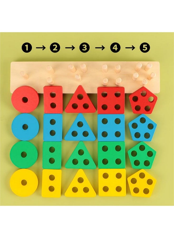 Wooden Sorting Stacking Toys Color Recognition Shape Sorter Gift Educational Learning Toy Puzzles For Toddler Kids Baby Ages 3 4 6