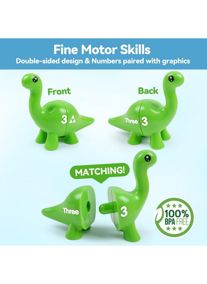 10 Pcs Double-Sided Dinosaur Matching Number Toy Fine Motor 1 To 10 Math Match Game Preschool Learning Montessori Educational Toys For 3 4 5 Toddlers Boys Girls