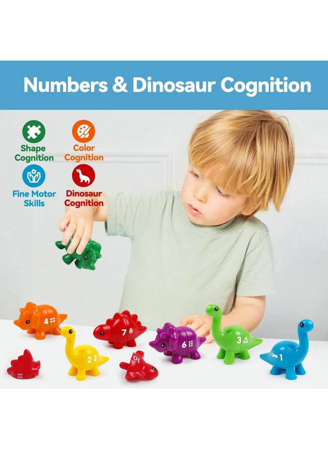 10 Pcs Double-Sided Dinosaur Matching Number Toy Fine Motor 1 To 10 Math Match Game Preschool Learning Montessori Educational Toys For 3 4 5 Toddlers Boys Girls