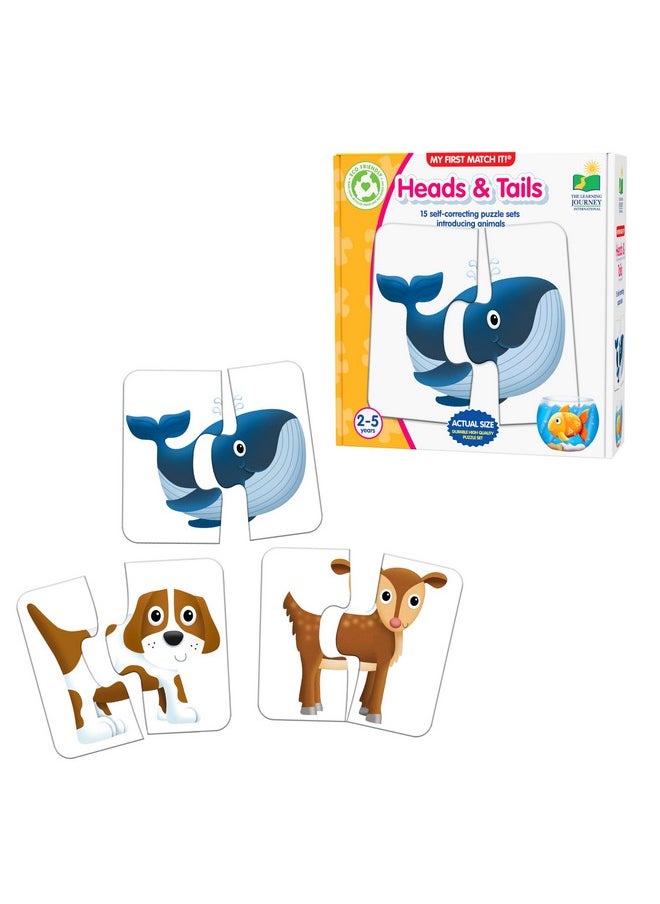 : My First Match It - Head And Tails - 15 Piece Self-Correcting Animal Matching Puzzles - Learning Toys For Toddlers 1-3 - Award Winning Toys