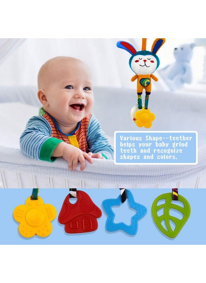 Baby Toys For 0, 3, 6, 9, 12 Months, Animal Hanging Baby Rattles, Baby Bed Crib Car Seat Travel Stroller Soft Plush Crinkle Toys For Infant, Newborn Birthday Gifts(4 Pack)