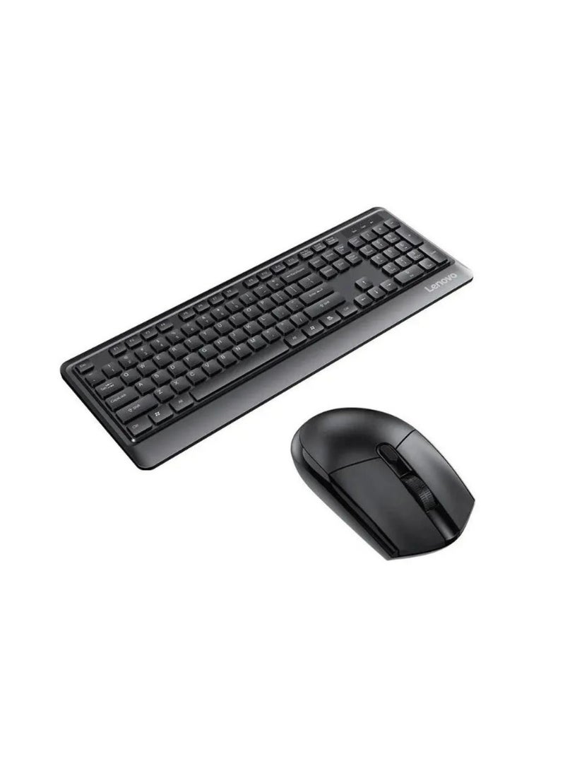 KN102 - Slim and Full Sized Wireless Keyboard and Mouse Set For Home and Business Compatible with Windows, Black