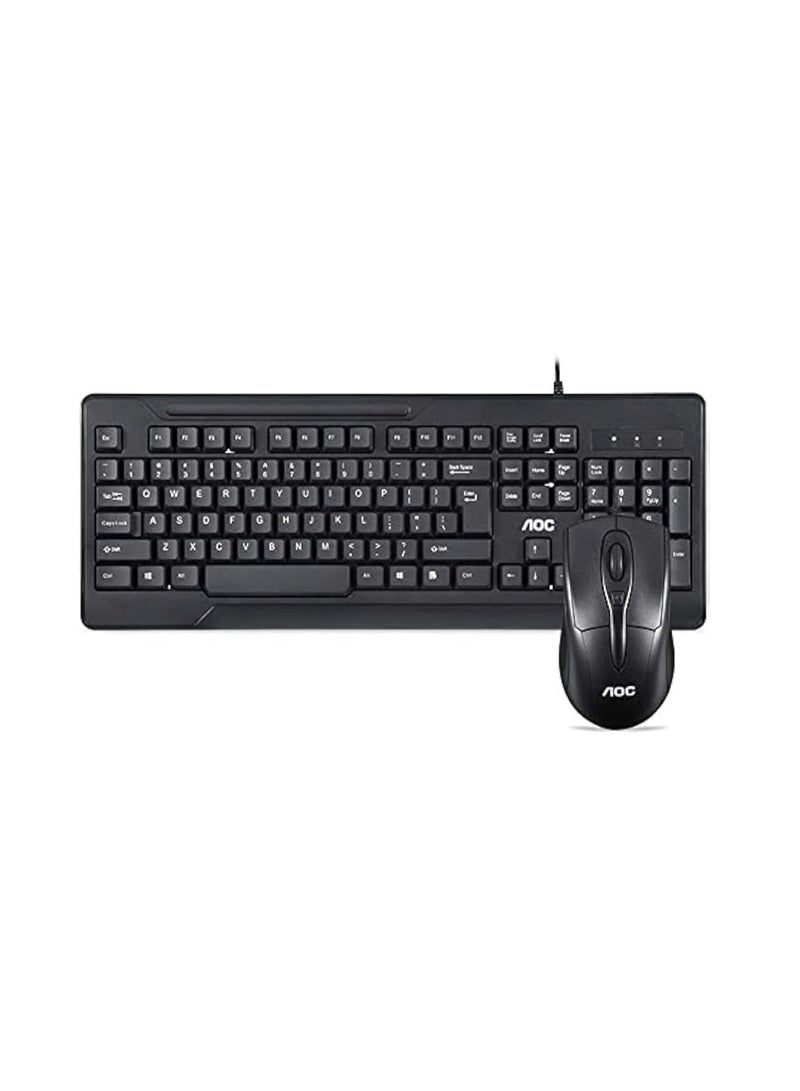 KM110 Wired Keyboard and Mouse for Laptops, Desktops, PC - Black