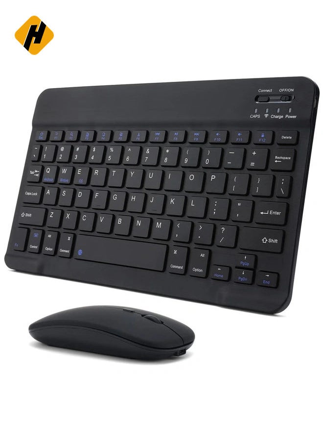 Rechargeable Bluetooth Keyboard and Mouse Combo Ultra-Slim Portable Compact Wireless Mouse Keyboard Set for Android Tablet Cell Phone iPhone iPad Pro Air Mini, iPad OS/iOS 13 or above