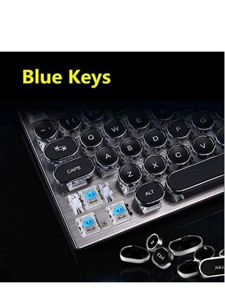 HJK900 Gaming Keyboard Punk Mechanical Keyboard 104 Key Metal Translucent Computer Wired Keyboard Best Gift For Pc Computer Gamer Black