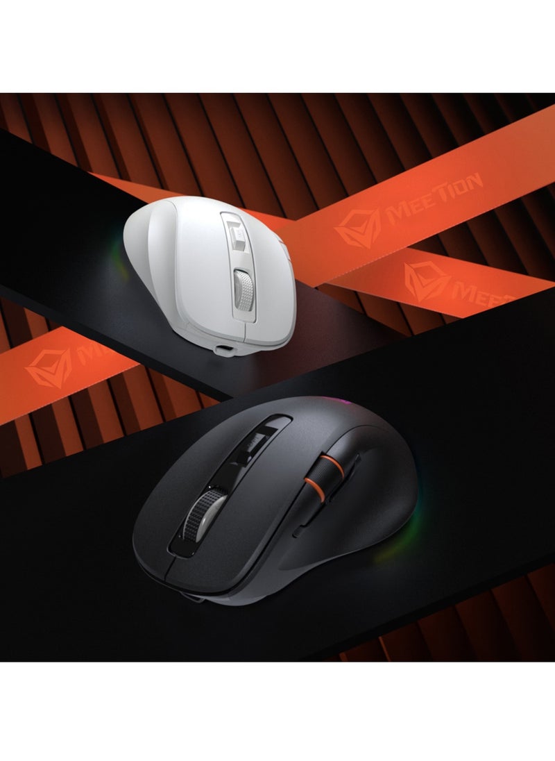 MEETION Three-Mode Gaming Ergonomic Mouse GW32 2.4G/Bluetooth/Wired PAW3220 Sensor Up to 8000DPI 1000Hz Polling Rate 20 Million Times Micro Switch RGB Lighting Effects 700mAh Long Battery Life Right-Handed Ergonomics Meetion Exclusive Driver