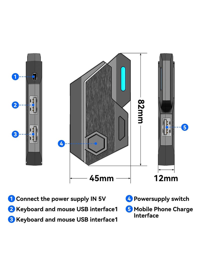 Mix Elite PUBG Controller Gaming Keyboard Mouse Converter, Android and IOS system dedicated(Android 7.0 and above, Below IOS 13.4),Mouse & Keyboard Combo Pack for FPS Mobile Games