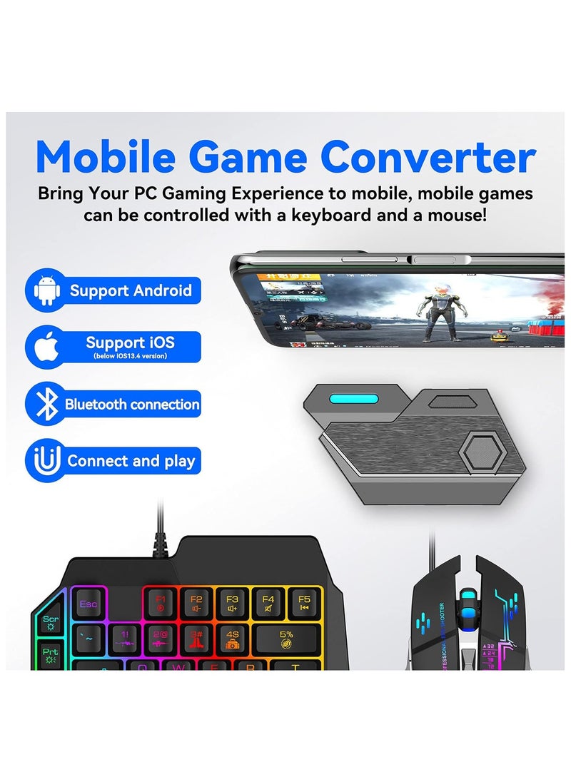 Mix Elite PUBG Controller Gaming Keyboard Mouse Converter, Android and IOS system dedicated(Android 7.0 and above, Below IOS 13.4),Mouse & Keyboard Combo Pack for FPS Mobile Games