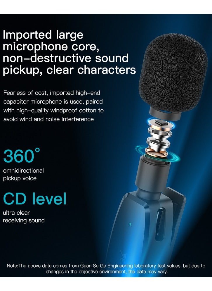 Lavalier Mic Kr11 Noise AI Reduction Best Microphone For Vlogers Black