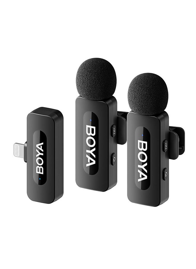 BOYA BY-V2 wireless microphone Noise Cancellation Lavalier Microphone Mini Mic 100M Transmission microphone for Vlogging TikTok YouTube Content Creators Live Streaming Interview Recording iPhone Android Smartphones Action DSLR Camera Laptop PC