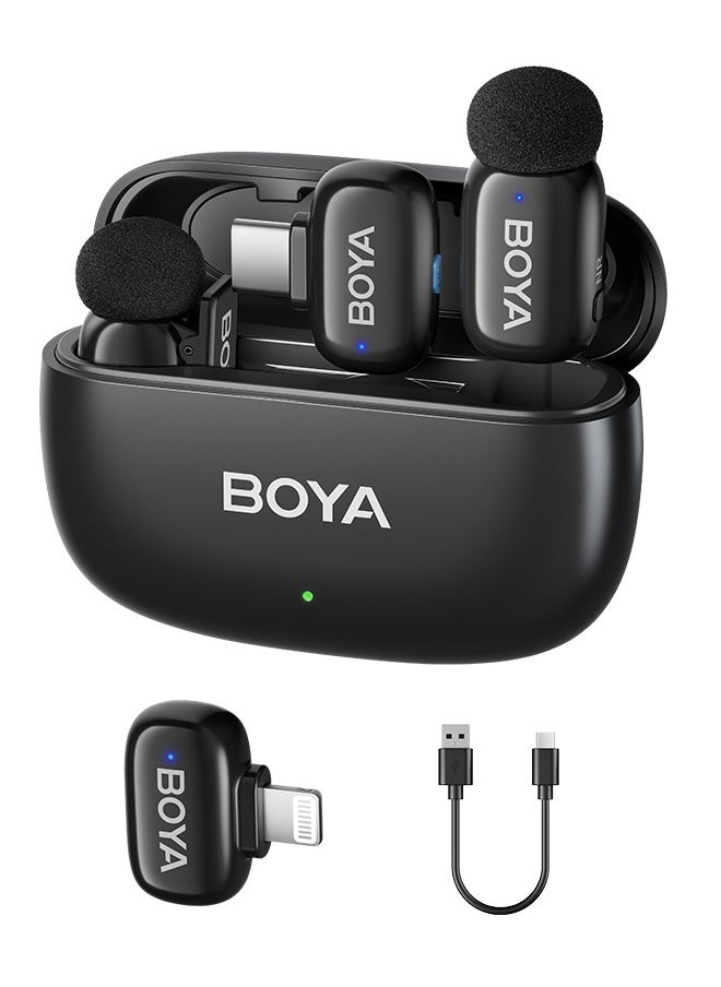 BOYA mini Wireless Lavalier Microphone Noise Cancellation Microphone For iPhone 15/16 Android Smartphones Ultra mini microphone with AI Voice Change, Metal Clip on Mic for Vlogging TikTok YouTube Content Creators Live Streaming Interview Recording