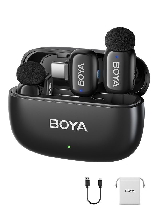 BOYA mini-14 Wireless Lavalier Microphone Noise Cancellation Microphone For iPhone 15/16 Android Smartphones Ultra mini microphone with AI Voice Change, Metal Clip on Mic for Vlogging TikTok YouTube Content Creators Live Streaming Interview Recording