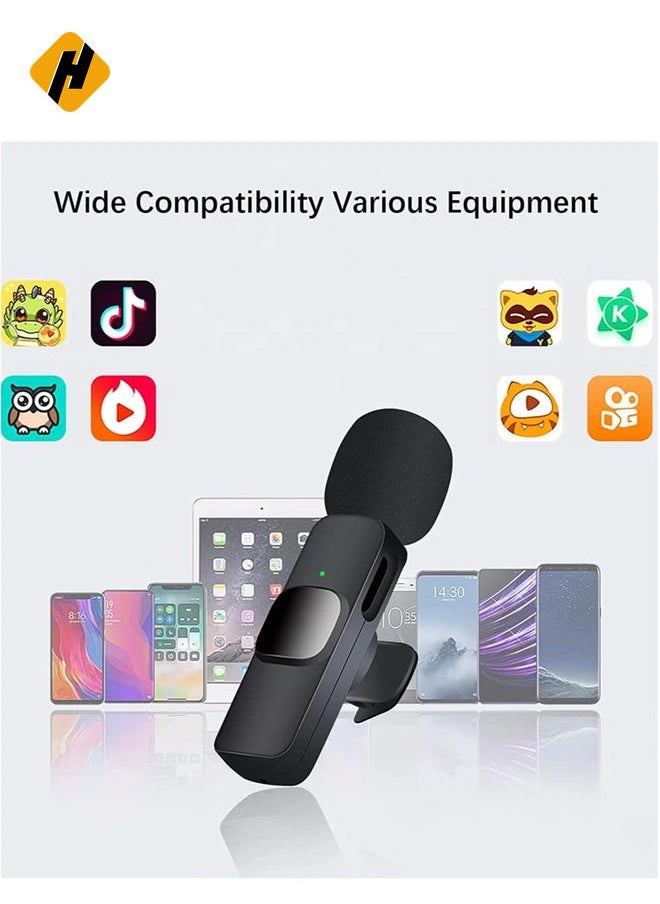 Wireless Lavalier Microphone for iPhone iPad USB C Smartphone, Plug and Play Mini Mic for YouTube TikTok Live Streaming Gaming K Song Recording Auto Noise Reduction (3.5mm 2)