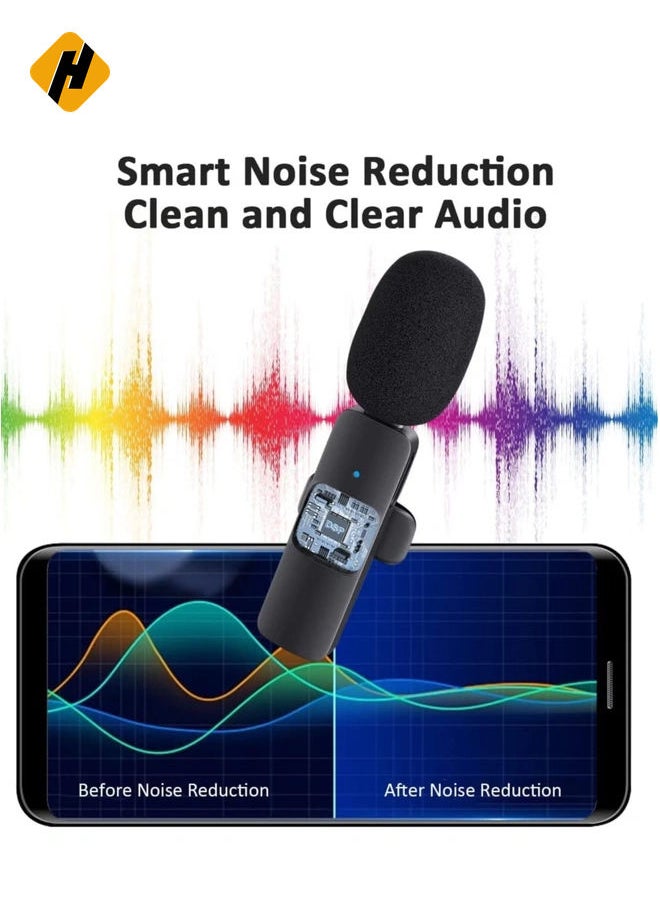 Professional Wireless Lavalier Lapel Microphone for iPhone, iPad - Cordless Omnidirectional Condenser Recording Mic for Interview Video Podcast Vlog YouTube