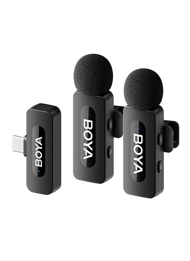 BOYA BY-V20 wireless microphone Noise Cancellation Lavalier Microphone Mini Mic 100M Transmission microphone for Vlogging TikTok YouTube Content Creators Live Streaming Interview Recording iPhone Android Smartphones Action DSLR Camera Laptop PC