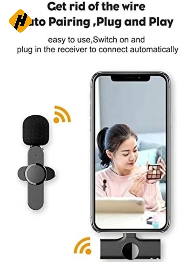 2 in 1 iphone or type-c Wireless Lavalier Microphone For IPhone, Plug Play, Portable Audio Video Recording Mic for Youtube, Live Stream, Vlog, Interview, Laptops PC