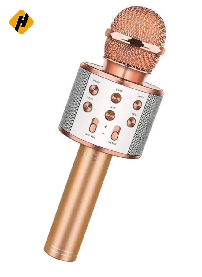 Wireless Bluetooth Karaoke Microphone Rechargeable Kids Microphone Karaoke Machine Professional Handheld Karaoke Mic Speaker Home KTV Kids Birthday Party - Best Gifts for Kids Adults (Rose Gold)