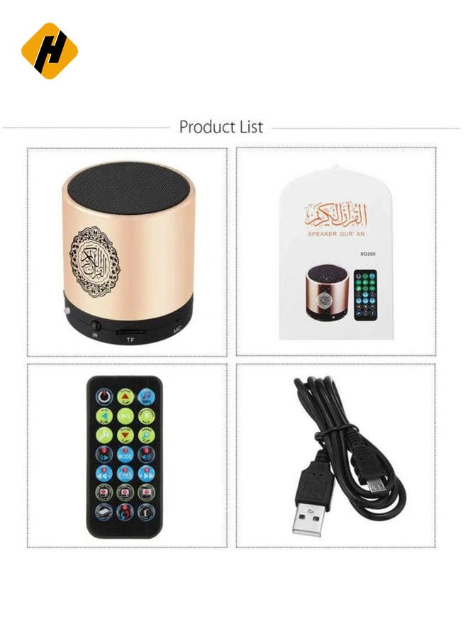 Remote Control Speaker Portable Quran Speaker MP3 Player 8GB TF FM Quran Koran Translator USB Rechargeable Speaker-Glod