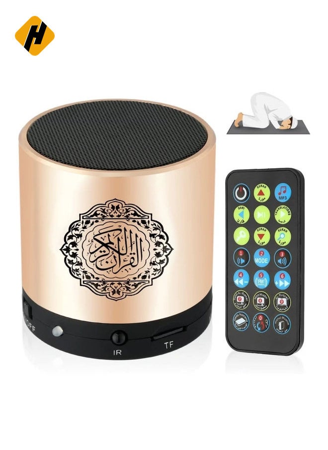 Remote Control Speaker Portable Quran Speaker MP3 Player 8GB TF FM Quran Koran Translator USB Rechargeable Speaker-Glod