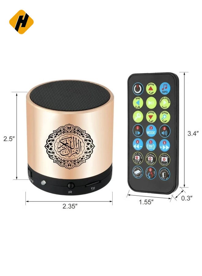 Remote Control Speaker Portable Quran Speaker MP3 Player 8GB TF FM Quran Koran Translator USB Rechargeable Speaker-Glod