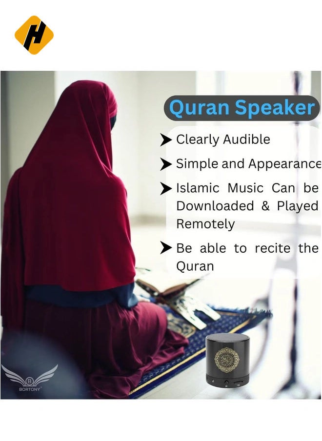 SQ200 Portable Bluetooth Quran Speaker – 8GB MP3 Player with Remote Control, FM Radio, and Quran Translation (Black)