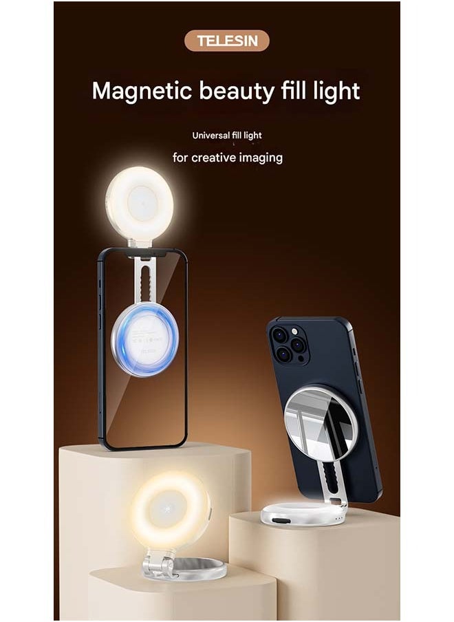 TELESIN Magnetic Magsafe Three - color Fill Light - An Essential Gadget for Mobile Phone Photography, Live Streaming, Soft - light Beauty Retouching and Selfie - taking