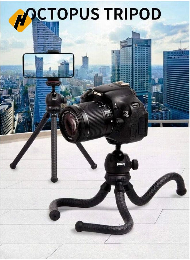 MT-25 - Table Top Mini Portable Flexible Tripod Stand for Mobile Phones and DSLR & Digital Cameras - Coming with Universal Mobile Phone Holder (MT-25-BLK)