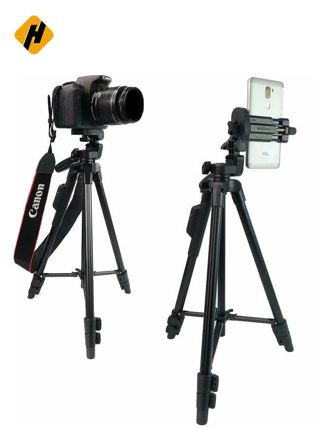 Yunteng VCT-5208 Professional Camera Tripod with Fluid Pan Head and Quick Release Plate, Lightweight Aluminum Alloy, Adjustable Height, Foldable Design