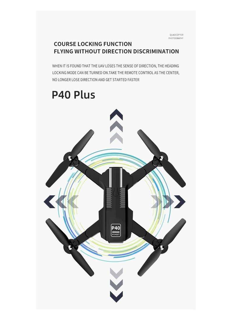 P40 Drone with Dual Camera Remote Adjustment Camera Mode with Visual Positioning & Portable Suitcase